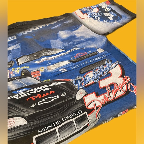 90s Vintage Dale Earnhardt Sr and Jr NASCAR all over print t-shirt made in USA - Picture 3 of 6